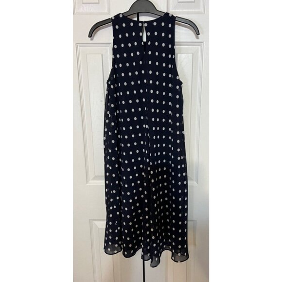 Ralph Lauren Shift Dress 6 Blue White Polka Dot Flowy Sleeveless NEW - Picture 6 of 8